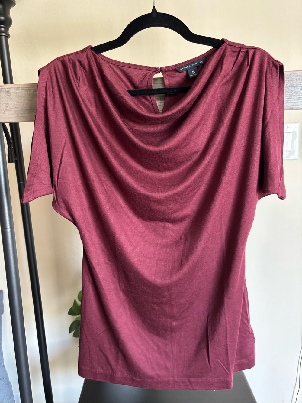 Banana Republic Draped Neck Short-Sleeve Top - Wine